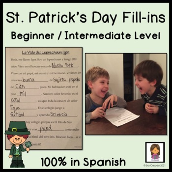 Preview of Spanish St Patricks Day | Dia de San Patricio Activity Parts of Speech Grammar