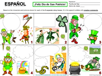 Preview of Spanish St. Patrick's Day Speech Bubble Creative Writing