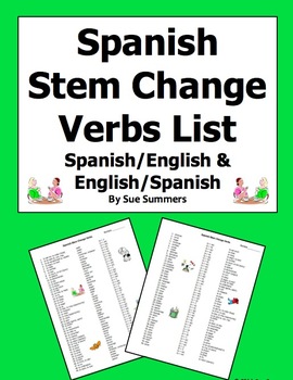 Preview of Spanish Stem Change Verbs Vocabulary Lists and Reference