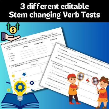 Preview of Spanish Stem Changing Verb Test (editable, 3 different tests) Autentico 2 Ch 1A