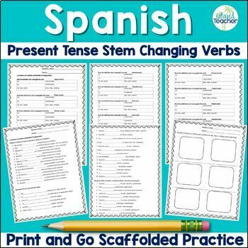 Preview of Spanish Stem Changing Verbs Conjugation Practice Worksheets