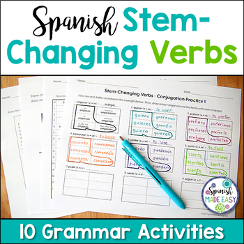 Preview of Spanish Stem Changing Verbs Grammar Activities