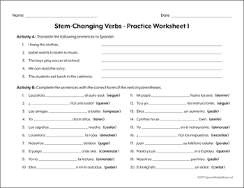 Spanish Stem Changing Verbs Grammar Activities By Spanish Made Easy