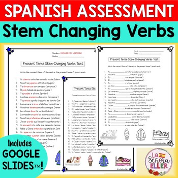 Preview of Spanish Stem Changing Verbs Present Tense Test with Google Slides™