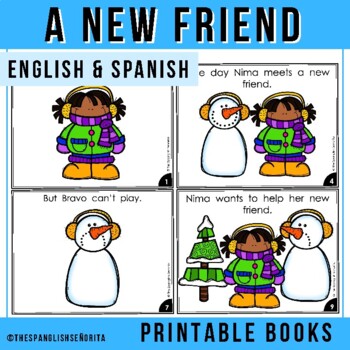 Preview of A New Friend - Winter Story Emergent Reader (English & Spanish)