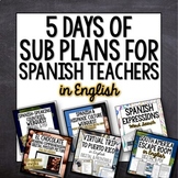 Spanish Sub Plan 5 Day English Bundle