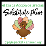 Spanish Sub Plan: Thanksgiving