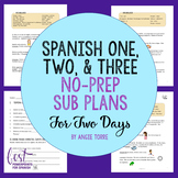 Spanish Sub Plans for Spanish One Two and Three Distance Learning