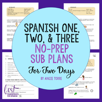 Preview of Spanish Sub Plans for Spanish One Two and Three Distance Learning