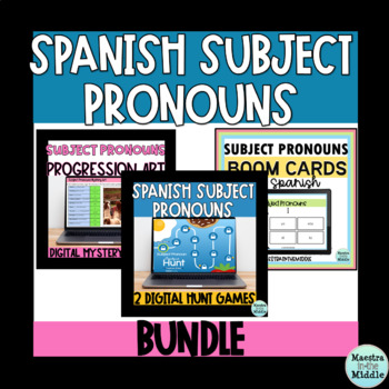 Preview of Spanish Subject Pronouns Bundle | Mystery Picture BOOM Cards and Games