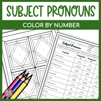 Preview of Spanish Subject Pronouns | Color By Number | Colorea por número