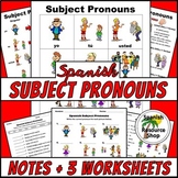 Spanish Subject Pronouns Picture Notes and Practice Worksheets
