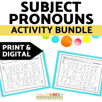 Preview of Spanish Subject Pronouns Practice Worksheet Activities and Review Bundle