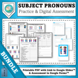 Spanish Subject Pronouns Practice Worksheets and Digital A