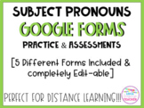 Spanish Subject Pronouns Quizzes for Google Forms (Distanc