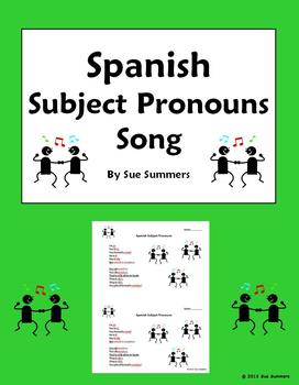 Preview of Spanish Subject Pronouns Song