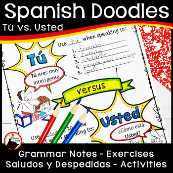 Preview of Subject Pronouns Spanish Tú vs Usted Greetings Saludos y Despedidas Worksheets