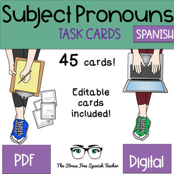 Preview of Spanish TASK CARDS Subject Pronouns for practice and review