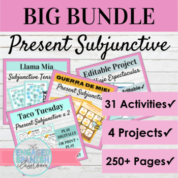 Preview of Spanish Present Subjunctive Tense Activities BIG BUNDLE | Subjuntivo