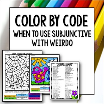 Preview of Spanish Subjunctive with WEIRDO Color by Code Lesson Fun Activity