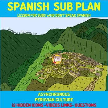 Preview of Spanish Substitute LESSON  Perú Culture Hidden Pictures -  Asynchronous