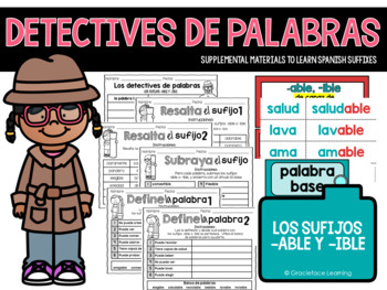 Preview of Spanish Suffixes - Los detectives de palabras - Los sufijos -able, -ible