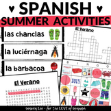 Spanish Summer Activities Bundle - Vocabulary, Bingo Game 