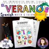 Spanish Summer El Verano Vocabulary Coloring Worksheets | 