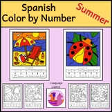 Spanish Summer Verano Color by Number to 20 Colorea por Número