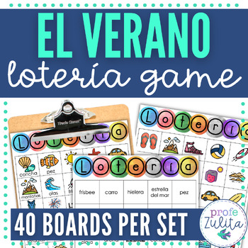 Preview of Spanish Summer Vocabulary Practice Lotería Game - El Verano BINGO