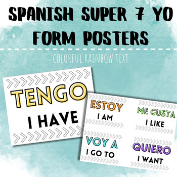 Preview of Spanish Super 7 Verb Poster Signs Colorful Text