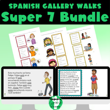 Preview of Spanish Super 7 Verbs  Gallery Walk Bundle