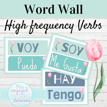 Preview of Spanish Classroom Decor | High Frequency Verbs Word Wall