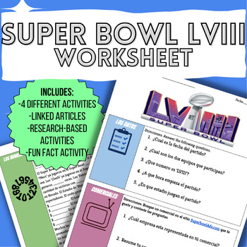 Preview of Spanish Super Bowl LVIII Worksheet