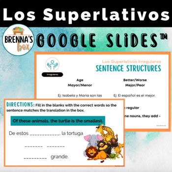 Preview of Spanish Superlatives - Los Superlativos Slideshow Instruction and Practice
