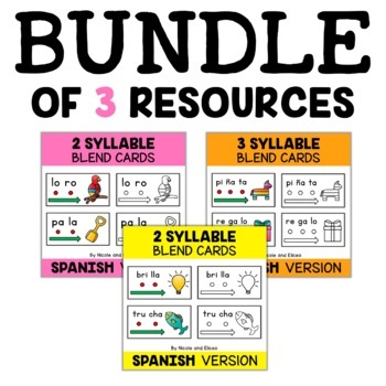 Preview of Spanish Syllable Blend Cards Bundle