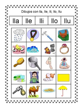 Spanish Syllable Double Ll_ll Word Sort by Busy Bilingual Buddies