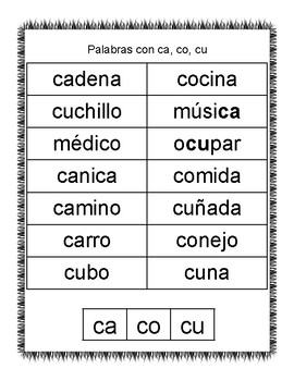 Spanish Syllable Hard Cc Word Sort by Busy Bilingual Buddies | TpT