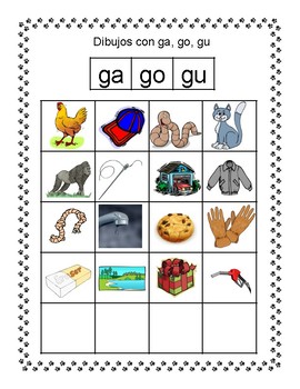 Spanish Syllable Hard Gg sound Word Sort by Busy Bilingual Buddies