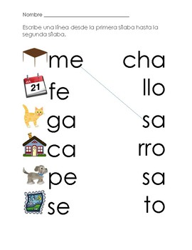 Spanish Syllable Match by Coffee Break Creations | TpT