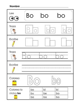 Spanish Syllable Practice Ba Be Bi Bo Bu By Crafty Maestra Tpt