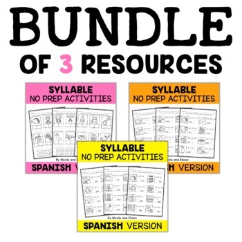 Preview of Spanish Syllable Worksheets Bundle