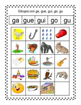 Spanish Syllable sort Hard Gg_gu Word Sort by Busy Bilingual Buddies