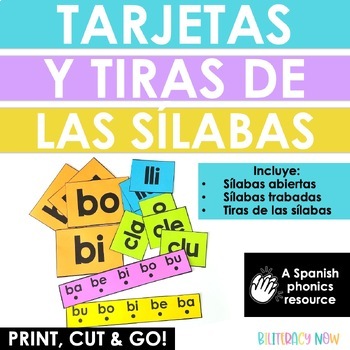 Preview of Spanish Phonics Syllable FLASH CARDS & STRIPS! Includes silabas trabadas 160+!
