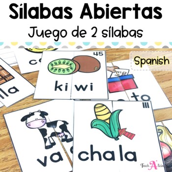 Preview of Spanish Syllable Game | Juego de 2 Sílabas Abiertas | 2 Cards Puzzle