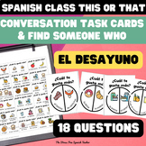Spanish THIS OR THAT BREAKFAST Conversation Task Cards Fin
