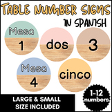 Spanish Table Numbers Signs