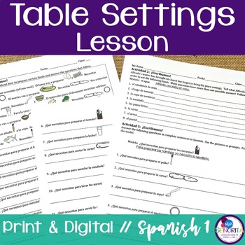 Spanish Table Settings Lesson by Miss Senorita | TpT