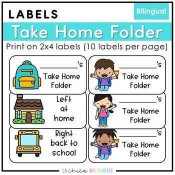 Preview of Take Home Folder Labels | English & Spanish