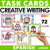 Spanish Task Cards Editable - Creative Writing Prompts - W